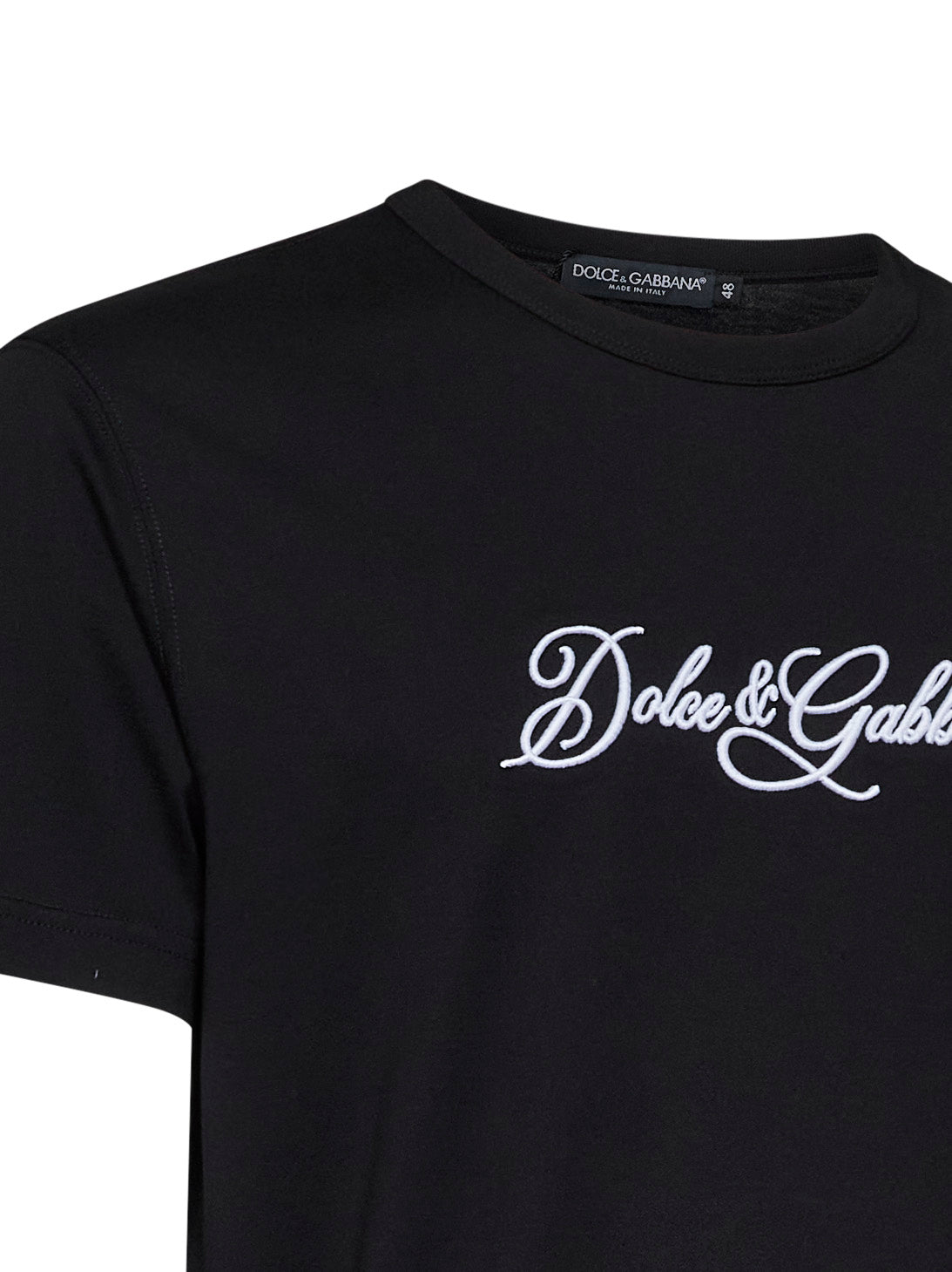 DOLCE & GABBANA Dolce & Gabbana Men Black Cotton Jersey Embroidered T-Shirt
