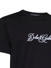 DOLCE & GABBANA Dolce & Gabbana Men Black Cotton Jersey Embroidered T-Shirt