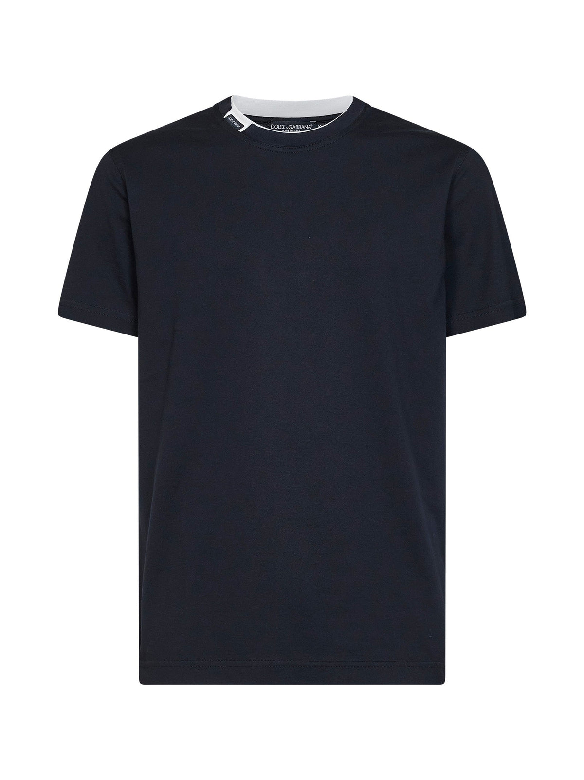 DOLCE & GABBANA Dolce & Gabbana Men Dark Blue Cotton Jersey T-Shirt With Logo Label