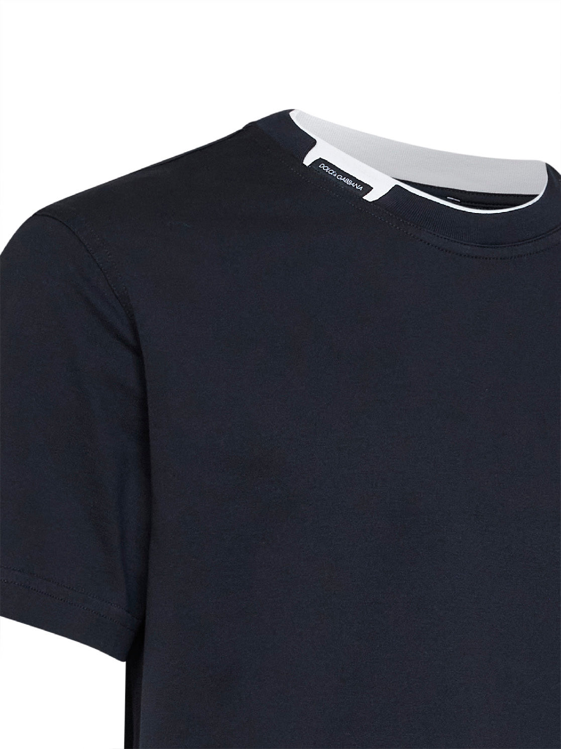 DOLCE & GABBANA Dolce & Gabbana Men Dark Blue Cotton Jersey T-Shirt With Logo Label