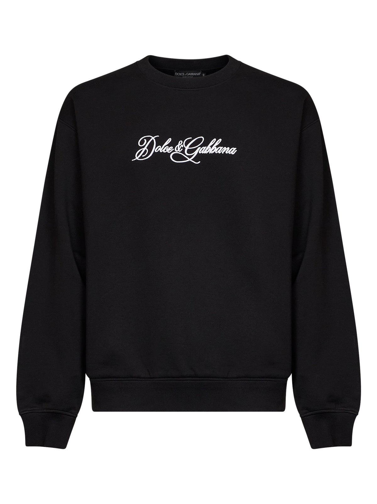 DOLCE & GABBANA Dolce & Gabbana Men Black Cotton Embroidered Crewneck Sweatshirt