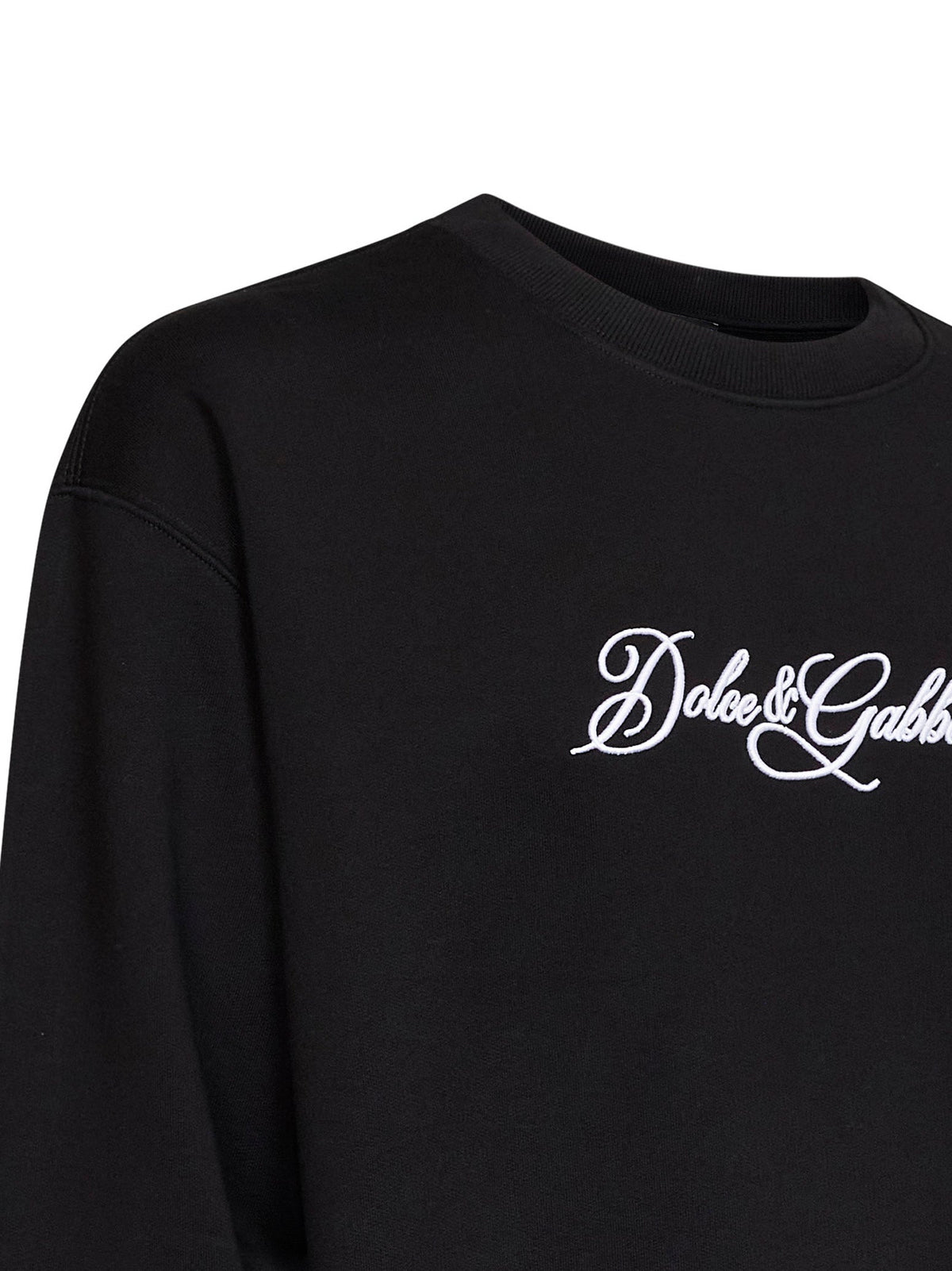 DOLCE & GABBANA Dolce & Gabbana Men Black Cotton Embroidered Crewneck Sweatshirt