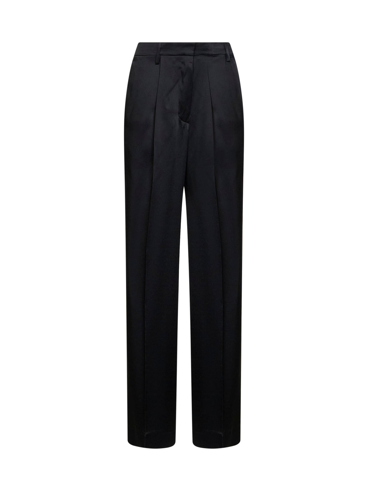 Dries Van Noten Women Black Fluid Crepe Satin Portias Straight-Leg Trousers