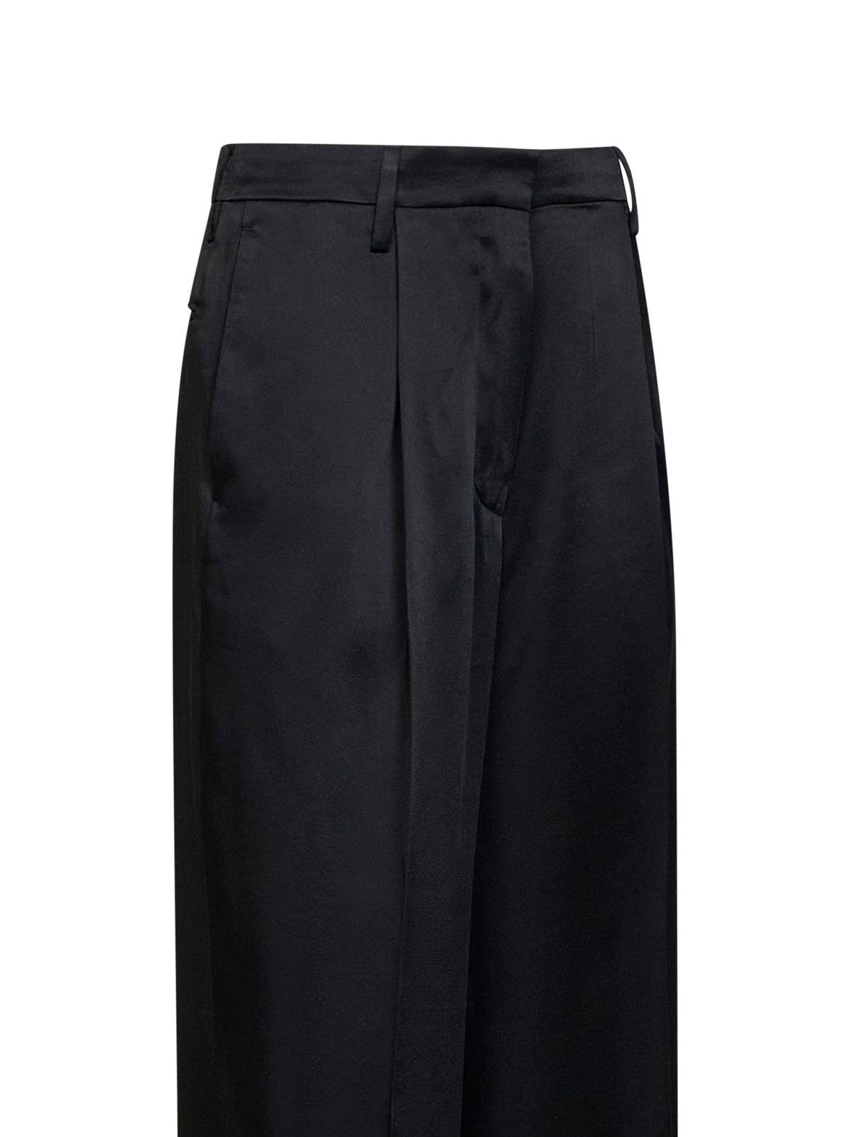 Dries Van Noten Women Black Fluid Crepe Satin Portias Straight-Leg Trousers