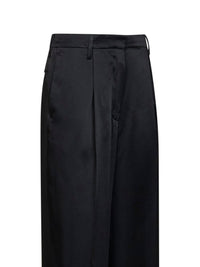 Dries Van Noten Women Black Fluid Crepe Satin Portias Straight-Leg Trousers