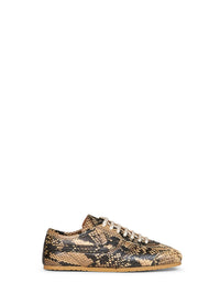 Dries Van Noten Women Beige Snakeskin-Embossed Leather Sneakers