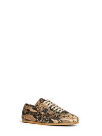 Dries Van Noten Women Beige Snakeskin-Embossed Leather Sneakers