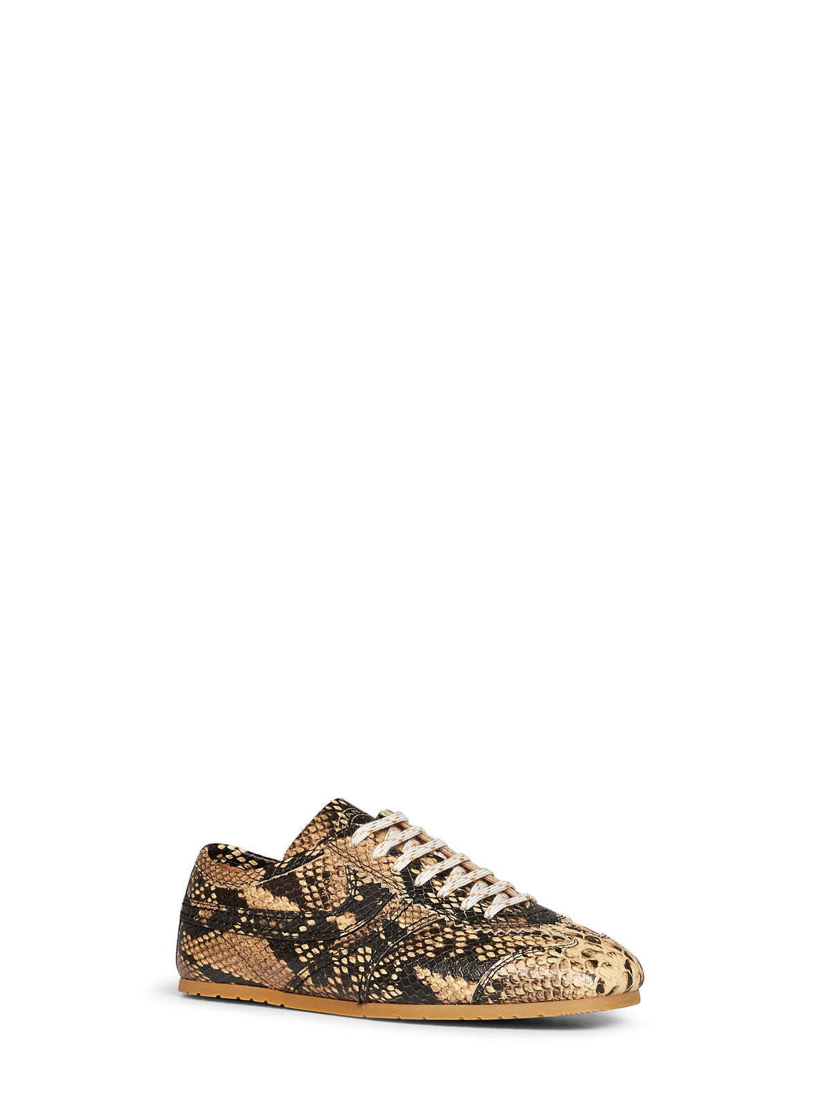 Dries Van Noten Women Beige Snakeskin-Embossed Leather Sneakers