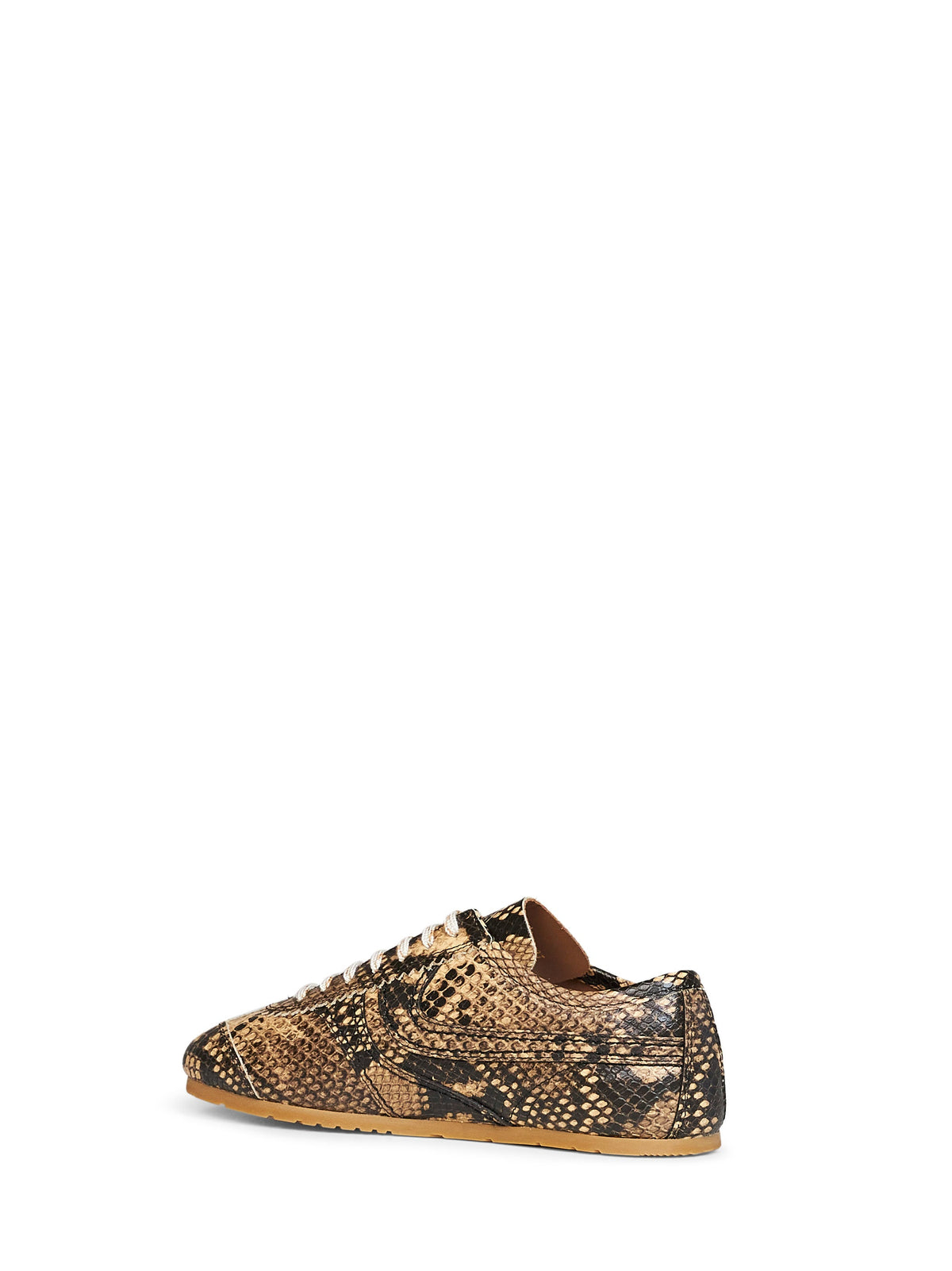 Dries Van Noten Women Beige Snakeskin-Embossed Leather Sneakers