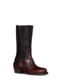 Dries Van Noten Women Tan Brushed Leather Buckled Mid-Calf Boots