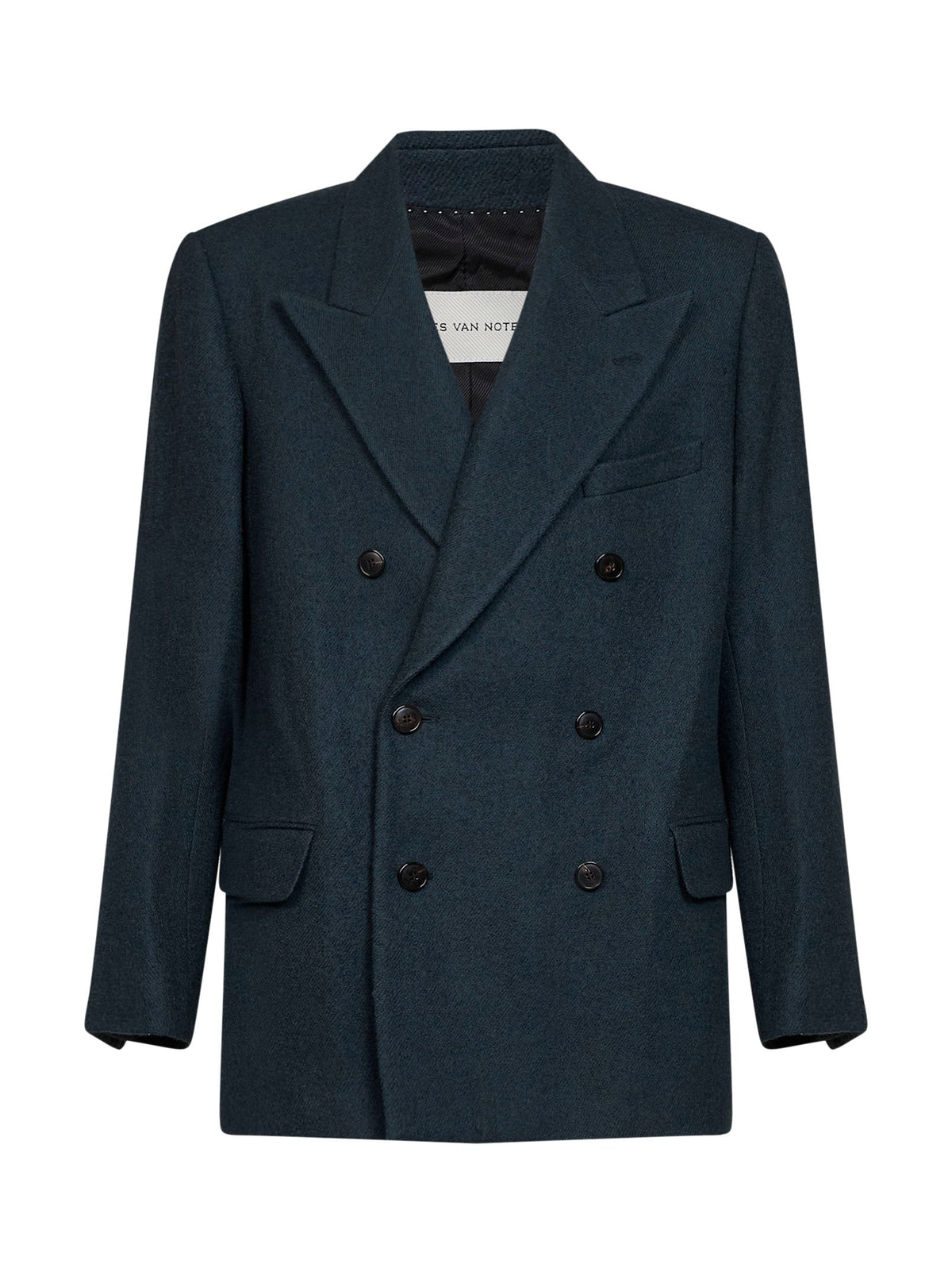 DRIES VAN NOTEN Dries Van Noten Men Bottle Green Wool Cloth Bosier Double-Breasted Jacket
