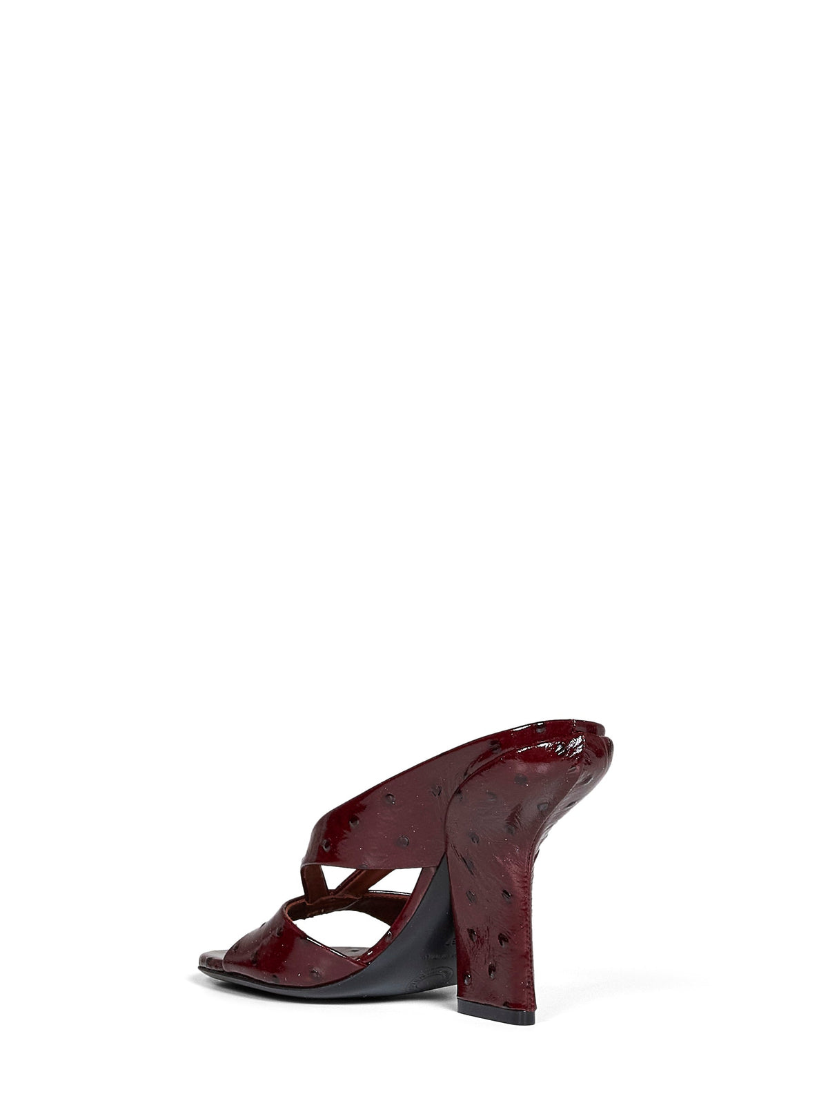 DRIES VAN NOTEN Dries Van Noten Women Burgundy Ostrich-Embossed Leather Heeled Mules