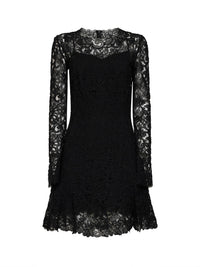 Ermanno Scervino Women Black Rebrodé Lace Flared Mini Dress