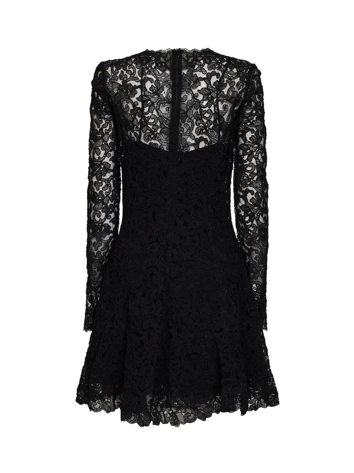 Ermanno Scervino Women Black Rebrodé Lace Flared Mini Dress