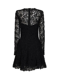 Ermanno Scervino Women Black Rebrodé Lace Flared Mini Dress