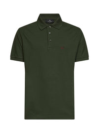 Etro Men Olive Green Cotton Piqué Pegaso-Embroidered Polo Shirt