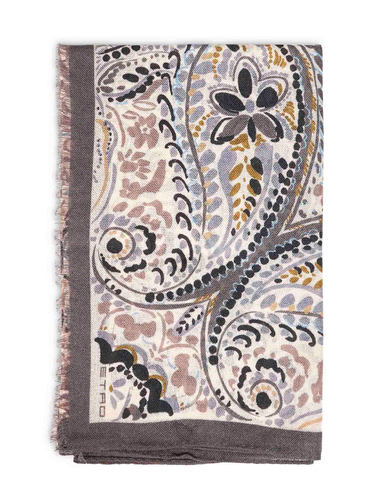 ETRO Etro Women Beige Wool And Silk Scarf With Floral Paisley Pattern