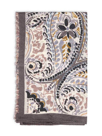 ETRO Etro Women Beige Wool And Silk Scarf With Floral Paisley Pattern