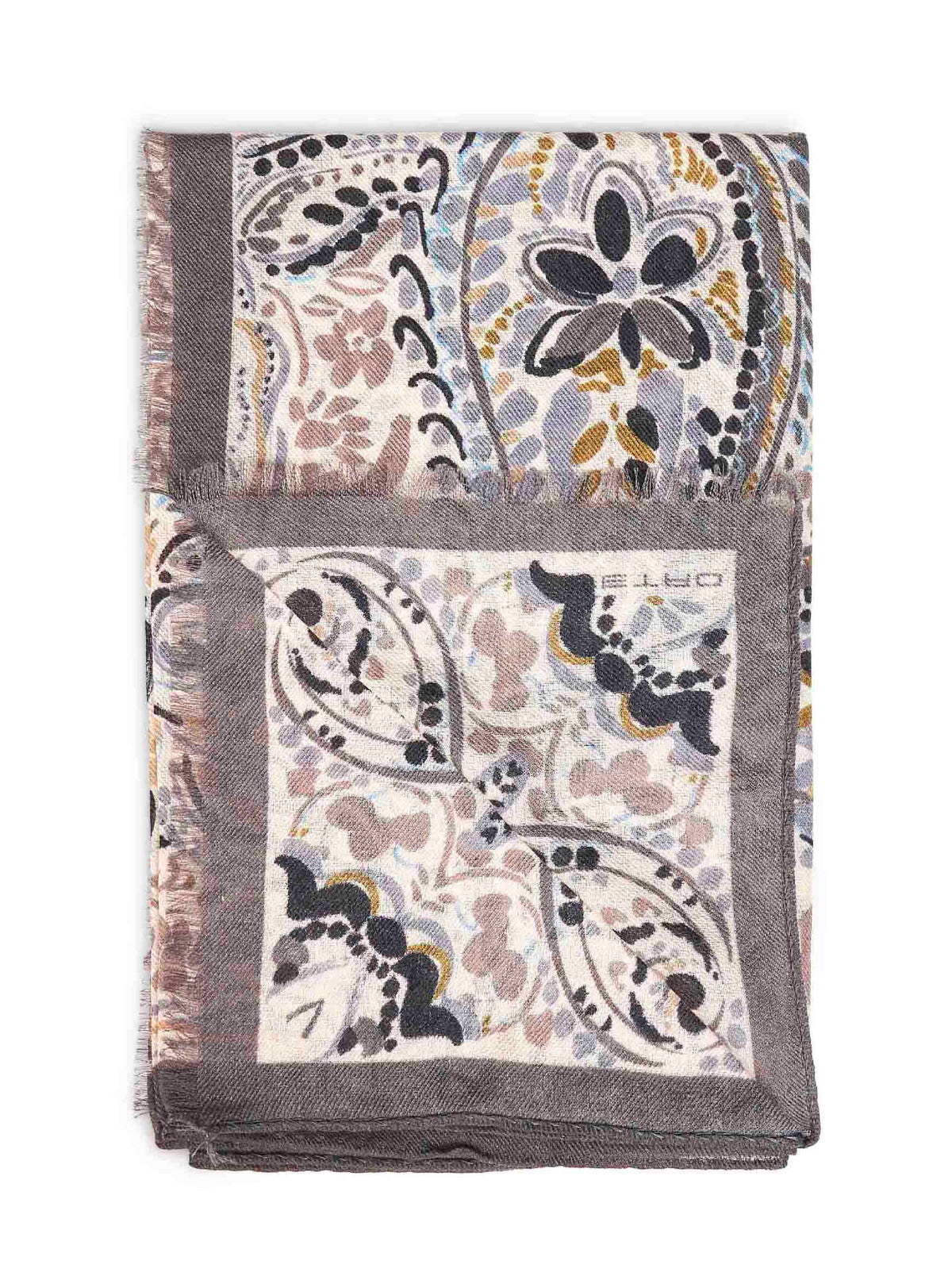 ETRO Etro Women Beige Wool And Silk Scarf With Floral Paisley Pattern