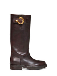 ETRO Etro Women Brown Leather High Boots With Paisley Buckle
