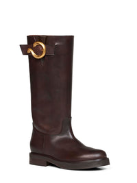 ETRO Etro Women Brown Leather High Boots With Paisley Buckle