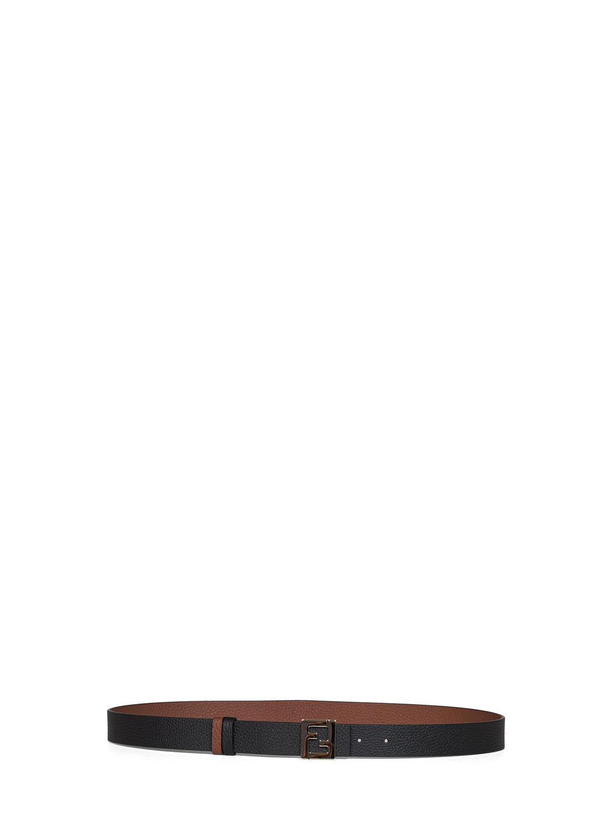 Fendi Men Black And Dark Brown Leather 30 Mm Reversible Ff Belt