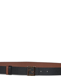 Fendi Men Black And Dark Brown Leather 30 Mm Reversible Ff Belt