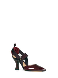Fendi Women Burgundy Patent Leather Colibrì Slingbacks