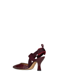 Fendi Women Burgundy Patent Leather Colibrì Slingbacks