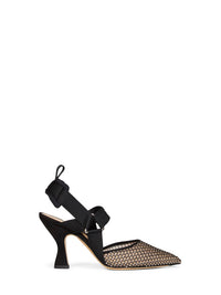 FENDI Fendi Women Black Mesh And Suede Colibrì Slingback Pumps