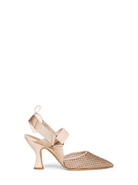 FENDI Fendi Women Nude Pink Mesh And Suede Colibrì Slingback Pumps