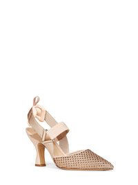 FENDI Fendi Women Nude Pink Mesh And Suede Colibrì Slingback Pumps
