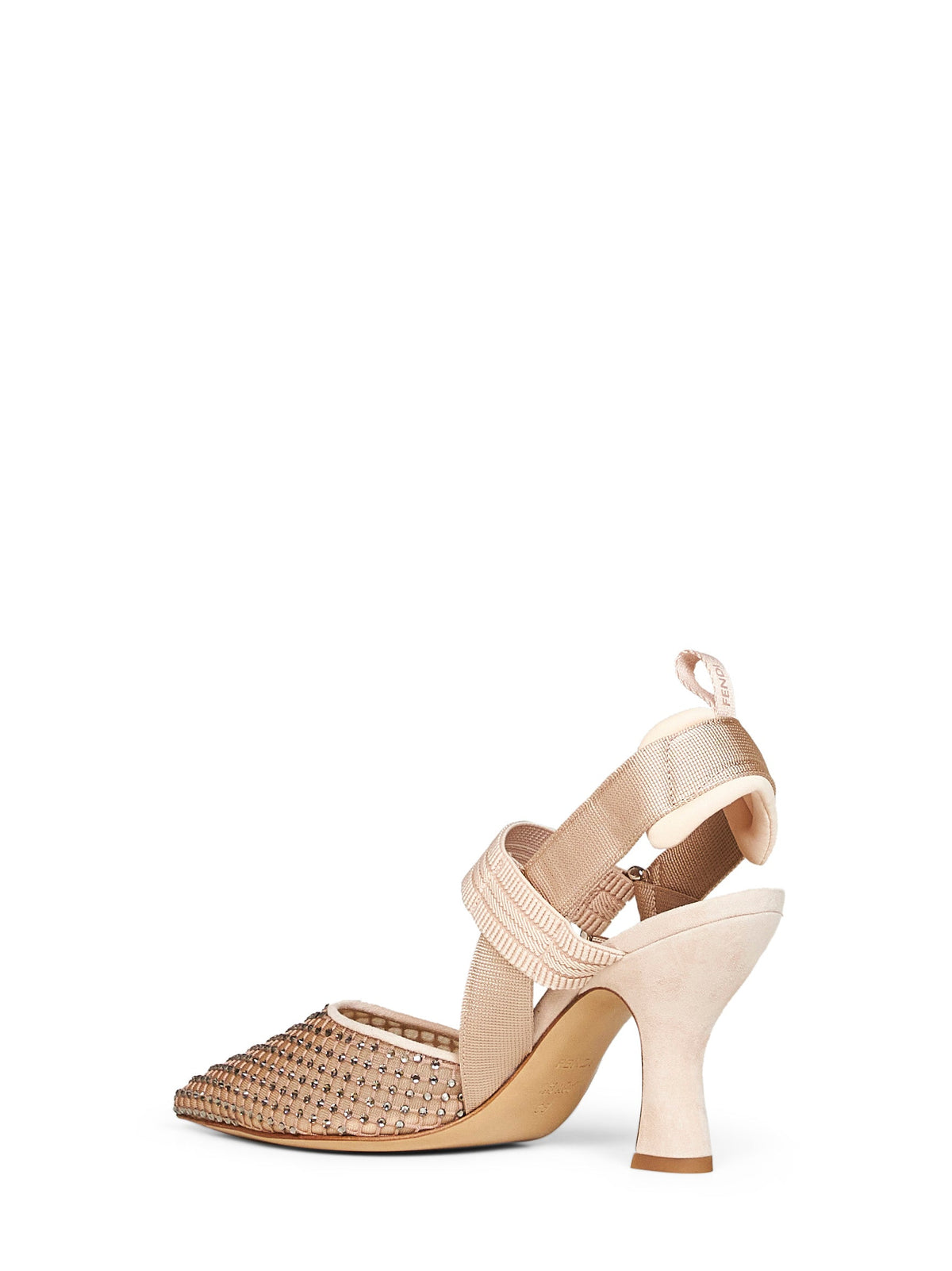 FENDI Fendi Women Nude Pink Mesh And Suede Colibrì Slingback Pumps