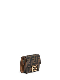 Fendi Women Brown Baguette Micro Trifold Wallet