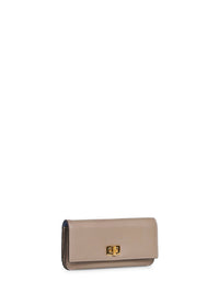Fendi Women Dove Grey Leather Fendi Way Continental Wallet
