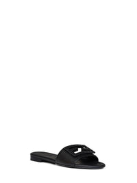 Fendi Women Black Leather Baguette Slides