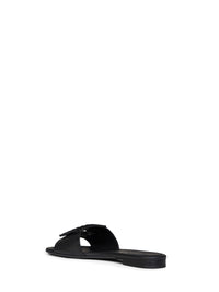 Fendi Women Black Leather Baguette Slides
