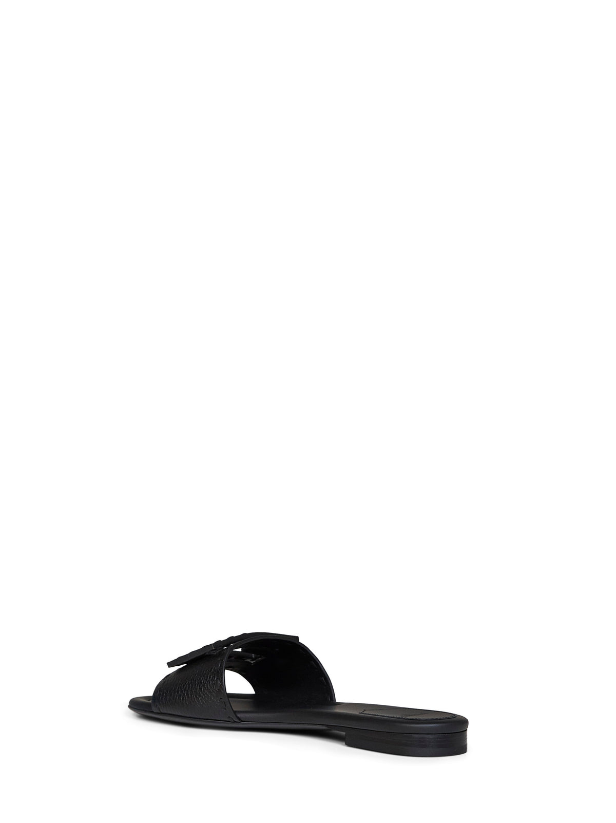 Fendi Women Black Leather Baguette Slides