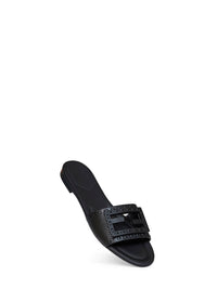 Fendi Women Black Leather Baguette Slides