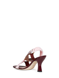 FENDI Fendi Women Burgundy Leather And Multicolor Fabric Colibrì Iconic Sandals