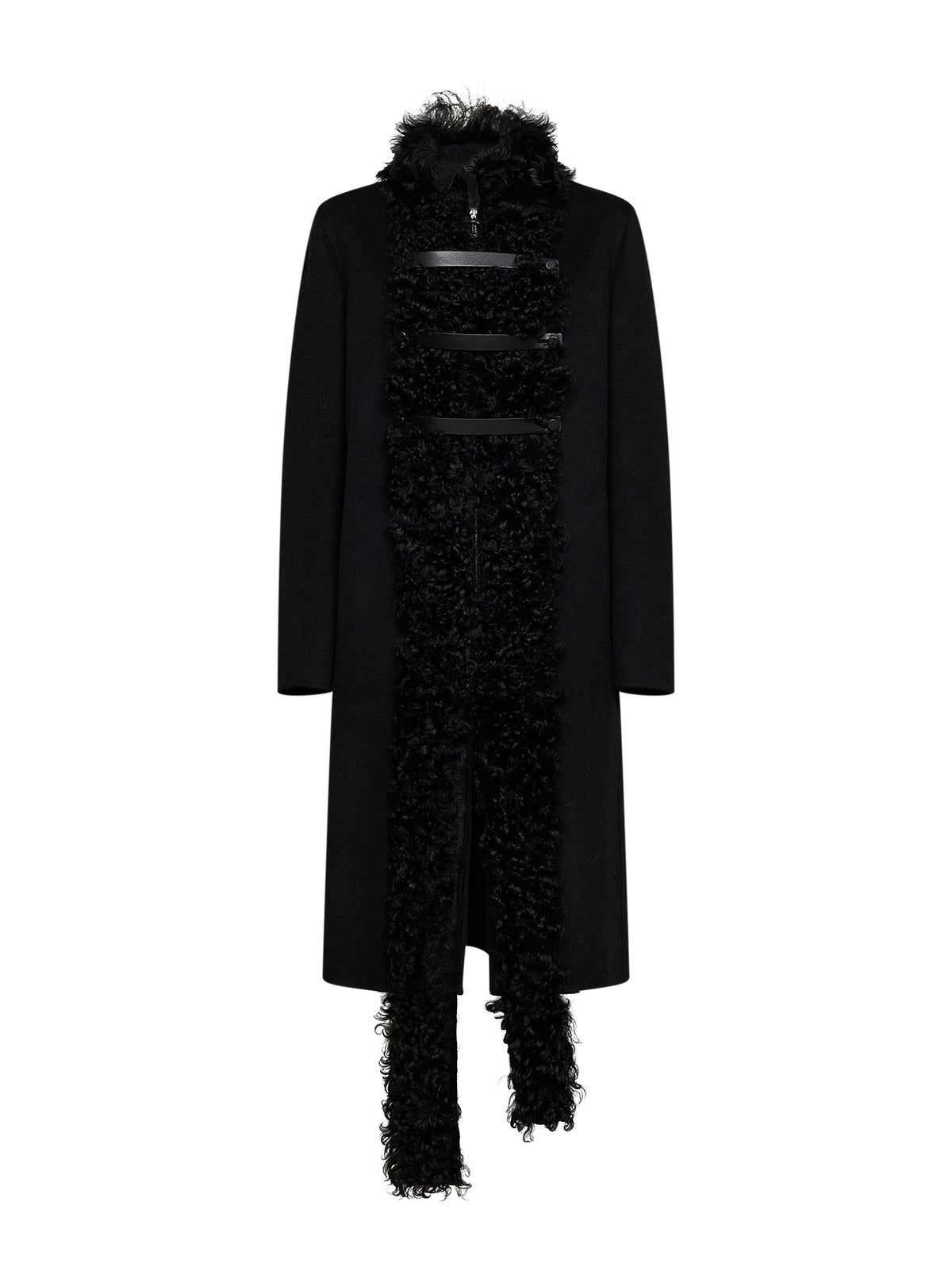 FENDI Fendi Women Black Double-Sided Wool-Blend And Shearling Coat