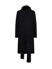 FENDI Fendi Women Black Double-Sided Wool-Blend And Shearling Coat