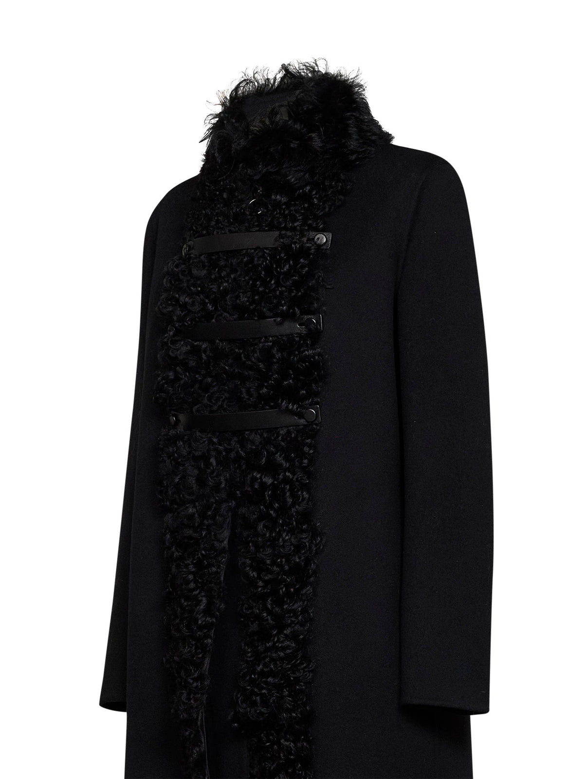 FENDI Fendi Women Black Double-Sided Wool-Blend And Shearling Coat