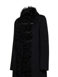 FENDI Fendi Women Black Double-Sided Wool-Blend And Shearling Coat