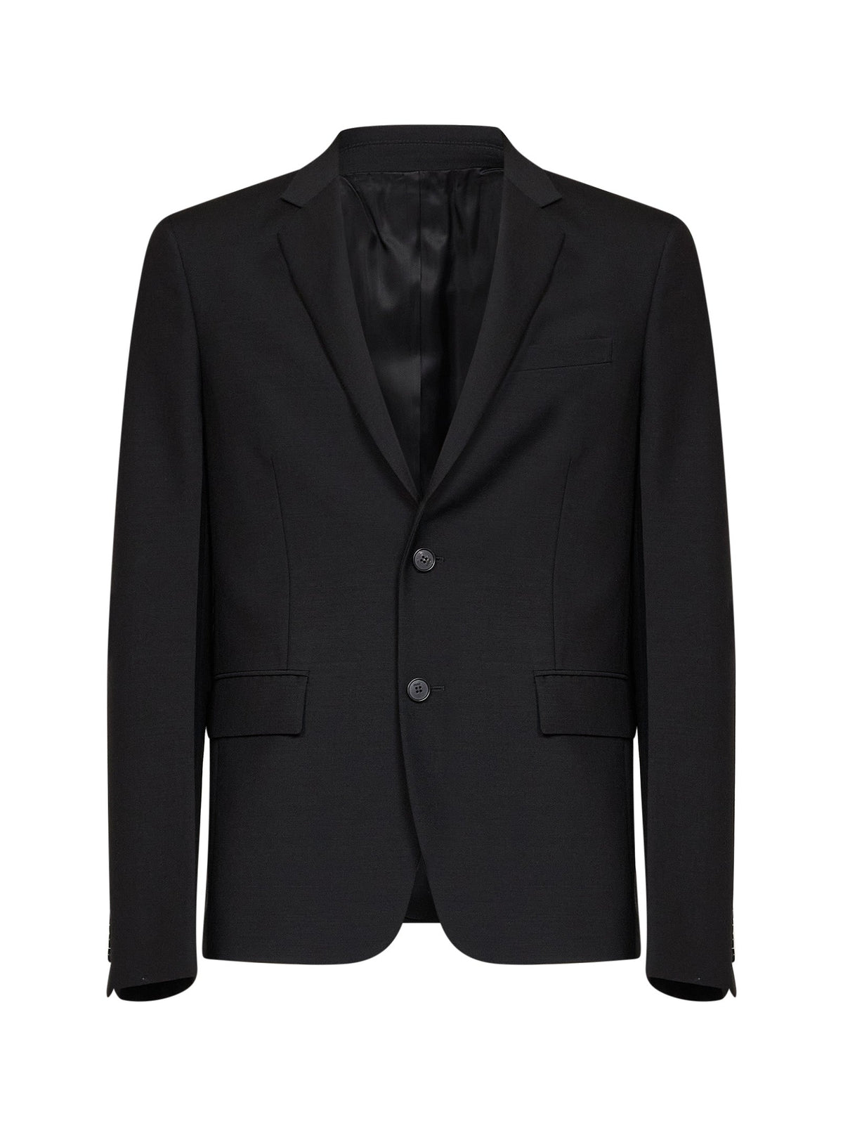 Fendi Men Black Kid Mohair Single-Breasted Jacket