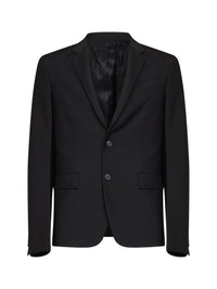 Fendi Men Black Kid Mohair Single-Breasted Jacket