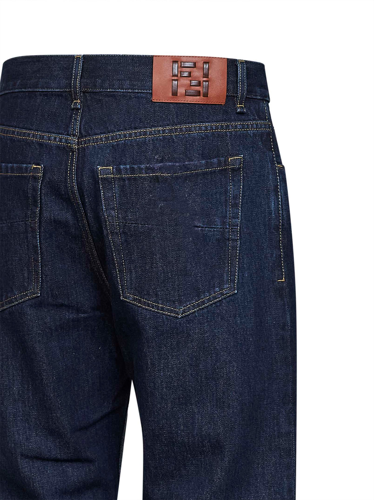 FENDI Fendi Men Dark Blue Cotton Denim Straight Jeans