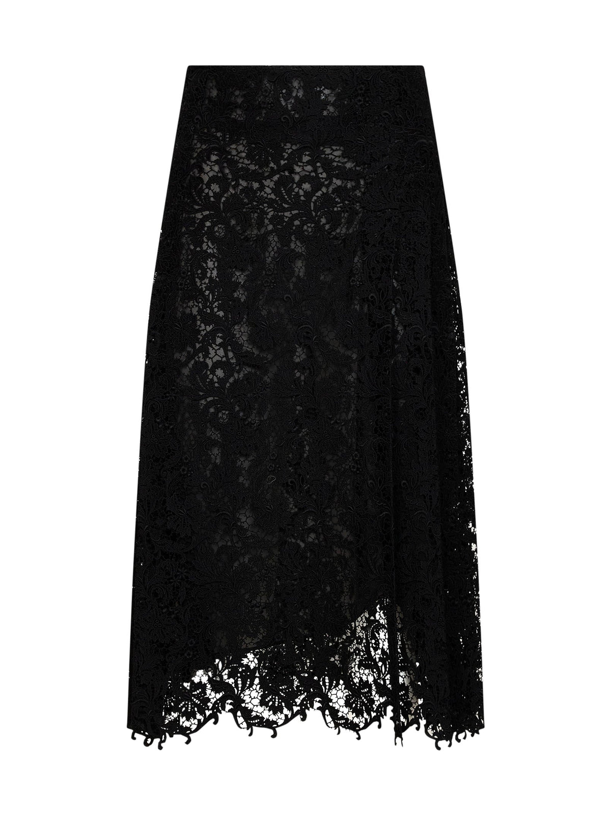 Fendi Women Black Lace Midi Skirt