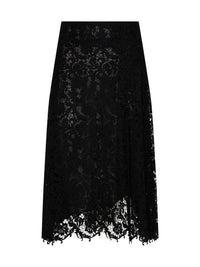 Fendi Women Black Lace Midi Skirt