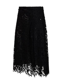 Fendi Women Black Lace Midi Skirt